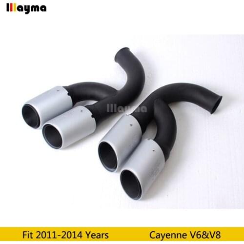 Silver Tail Exhaust Tips Muffler Pipe For Porsche Cayenne V6 V8 2011 2012 2013 2014 Cayenne s GTS Stainless Steel mufflers