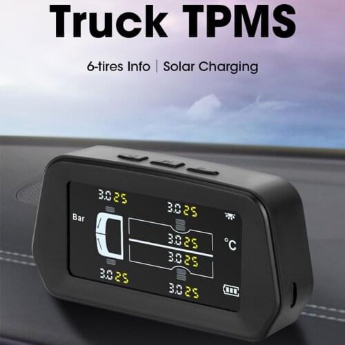Solar Power TPMS Car Tire Pressure Alarm Monitor System Real-time Monitor Auto Security Alarm Systems Temperature Warning