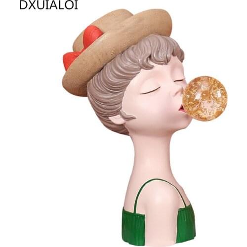 Nordic fashion cartoon bubble blowing Figurine vault hat wedding gift coffee shop decor wine cabinet Home decoration accessories