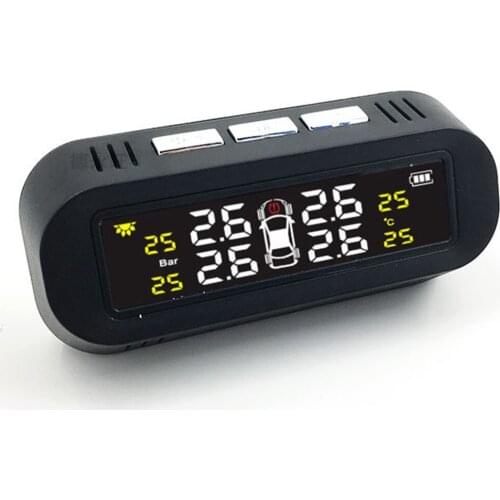 Solar TPMS Car Tyre Pressure Monitoring System 4 Internal Sensors LCD Host Check