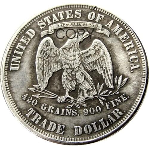 US 1874 Trade Dollar Silver Plated Copy Coin