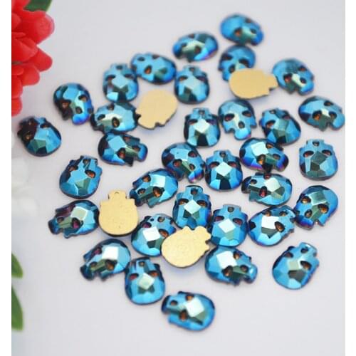 3D Nail Art Strass Crystal Rhinestones Metallic Blue Non Hotfix Crystals 6*8mm 10pcs Skull head Stones DIY 3D Gem decoration
