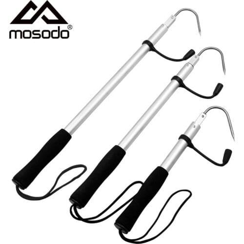 Mosodo Telescopic Fish Gaff Stainless Steel Ice Fishing Spear Lip Hook Tackle Sea Fishing Grip Grabber Tools Accessories