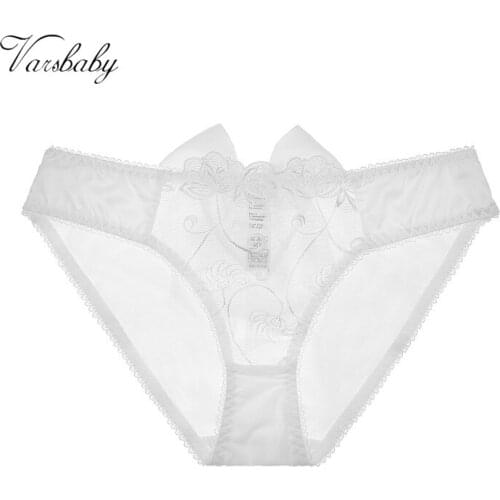 Varsbaby Womens Sexy Bow Floral Lace Satin Briefs Hot Sale Underwear