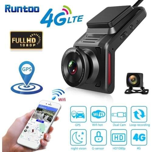 RUNTOO 4G Android Car Camera Recorder Wifi GPS Tracking With I/R Night Vision Dash Cam Liveview Dual DVR