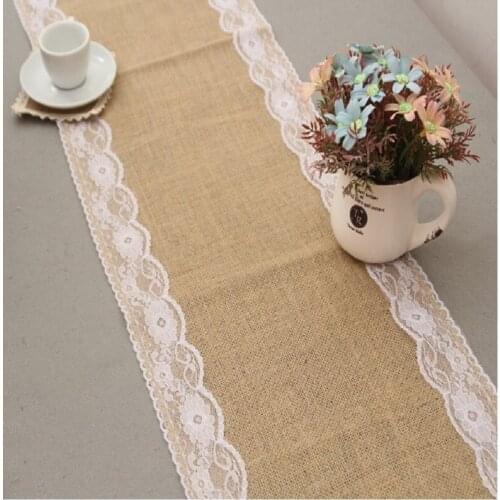 Vintage Burlap Hessian Table Runner Natural Jute Country Wedding Party Decoration home textiles For Christmas Home Table Runners