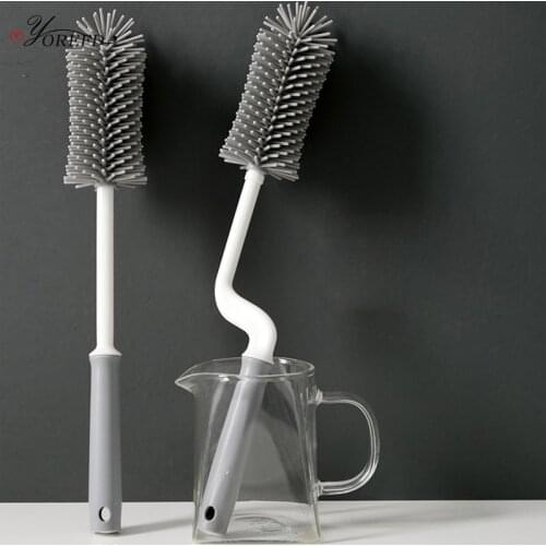 OYOREFD Rotatable Long Handle Silicone Bottle Cleaner Glass Cup Milk Bottle Teapot Decontamination Scrubber Bottle Cleaning Tool