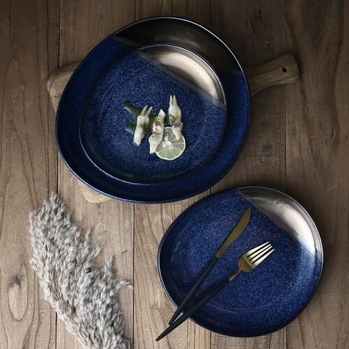 Japanese Ceramic Western Steak Plate Home Dining Plate Dessert Plate Irregular Plate Hotel Pasta Plate Living Room Fruit Plate