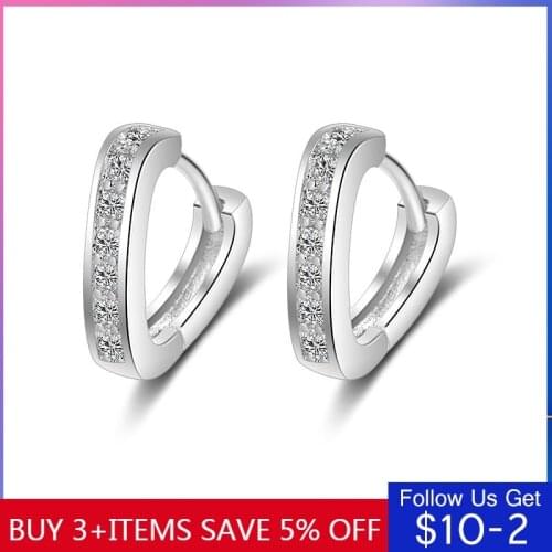 LByzHan 99% Real Silver V-Shaped Heart Zircon Hoop Earrings Making Fashion Jewelry Hot Sale 2020 CME149