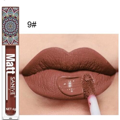 Women Nude Matte Lipstick Nude Pigment Dark Red Waterproof Long Lasting Velvet Lip Gloss Balm Makeup Lip Gloss Cosmetics