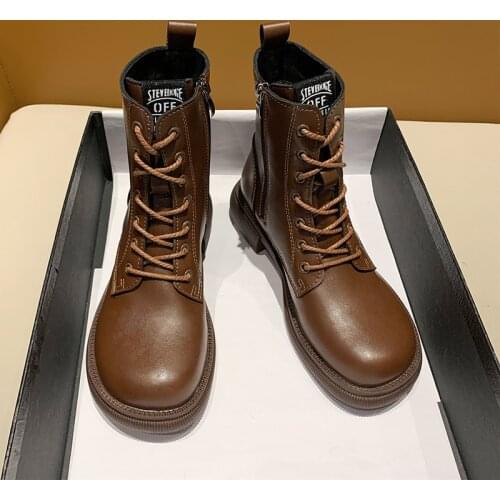 Boots Women New 2021 Round Toe Autumn Shoes Designer Zipper Winter Footwear Ladies Fashion Low Rubber