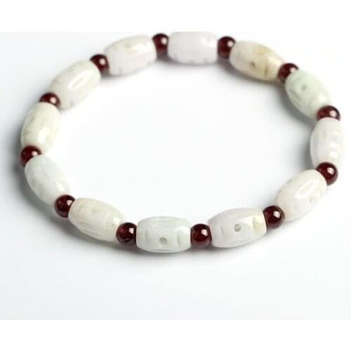 Women Bracelets Bangles Jadeite Emerald Transfer Beads Garnet Round Ball Beads Bracelets Gift for Womens Jade Stone Jewelry