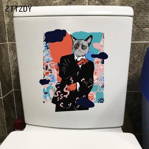 ZTTZDY 20.9*25CM Personality Cat Wall Decal Toilet Sticker Living BedRoom Decor T3-0018