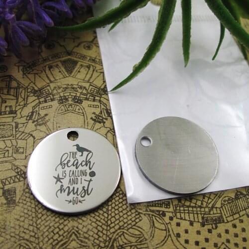 10pcs--"THE BEACH IS CALLING AND I MUST GO"stainless steel charms 5 styles for choosing DIY Charms for necklace bracelets
