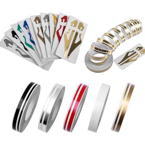 12mmx9.80m Pin Stripe Ribbon Sticker Bumper Car Body Stickers Multicolor Double Line Car Styling Decoration Accessories