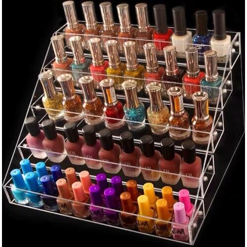 5/6 Layer Nail Polish Display Rack Acrylic Transparent Cosmetic Display Rack Lipstick Holder Essential Oils Shelf Storage Box
