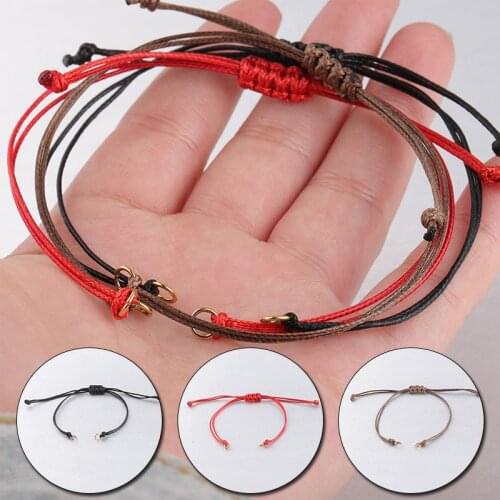 5pcs Adjustable String Woven Rope Link Chain Cord for Connectors Charms Bracelets Jewelry Making Findings Brown Black Red