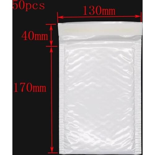 50pcs White Ultra-thin Bubble Bag Waterproof and Shockproof Pearl Film Envelope Business Office Stationery (13 * 17cm + 4cm)