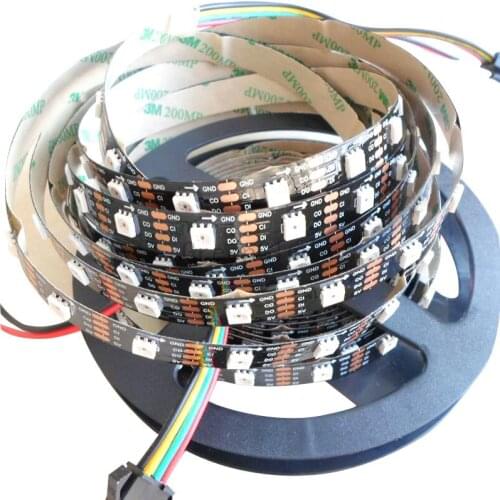 5mX APA102 digital addressable 5050 LED pixel strip light 72leds/m 72Pixel/m Black PCB NON-Waterproof free shipping