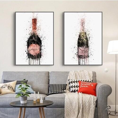Abstract Champagne Graffiti Art Canvas Painting Wall Art Posters Prints Wall Pictures for Living Room Home Decor Wall Cuadros