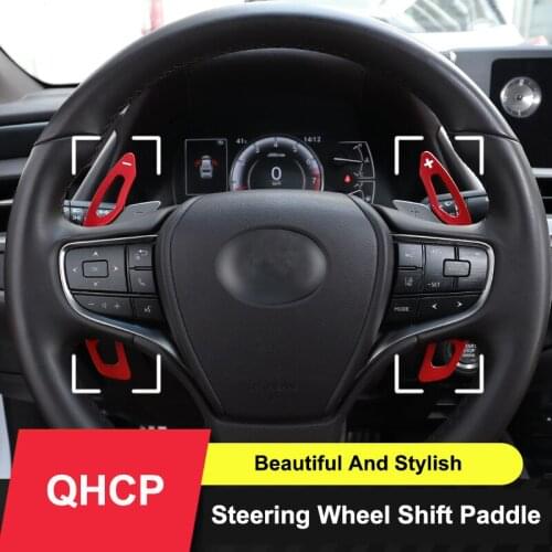 QHCP Car Steering Wheel Shift Paddle Extend Shifters Aluminium Alloy Decoration Stickers Fit For Lexus ES200 260 300H 2018-2020