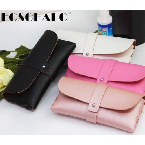 LOGO SUPPORT CUSTOMIZED PU Leather Sunglasses Case Fold-able Buckle Glasses Box Eyeglass Bag Protector Eyewear Accessories