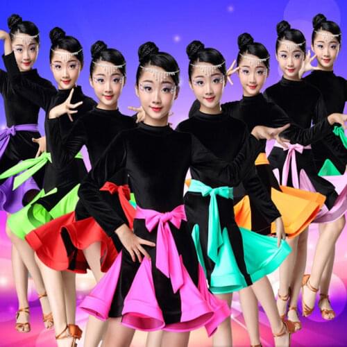 2019 Children Kid Latin Dancewear Competition Dancing Clothing Girl Dance Costume Child Latin Ballet Dance Dress For Girls