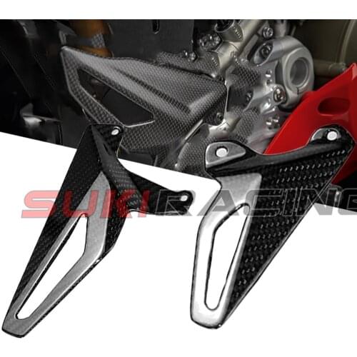 For Ducati Panigale V4 V4S 2018 2019 2020 Carbon Fiber Motorcycle Rearset Heel Guard Plates Covers Protector