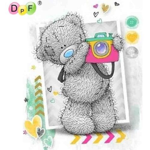 DPF 5d diy diamond embroidery Little bear camera diamond painting Cross Stitch full square drill 3D Rhinestone mosaic child gift