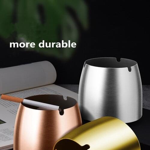 Stainless Steel Windproof Ashtray Cigarettes Smoke Ashtray with Cover for for Home Office