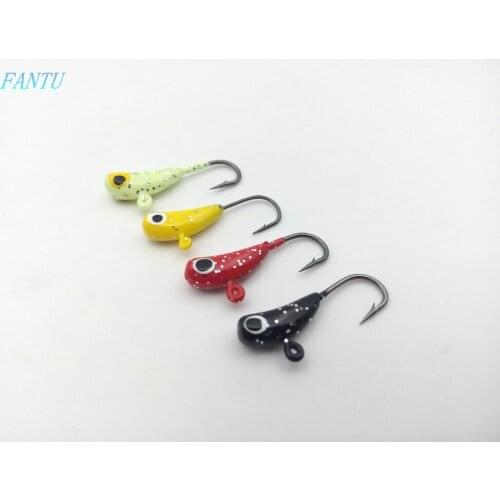 FANTU 4PCS/lot Fishing Ice Jig Head With An Eyelet Ice Fishing Hook Lead Fishing Artificial Winter Mini Metal Baits
