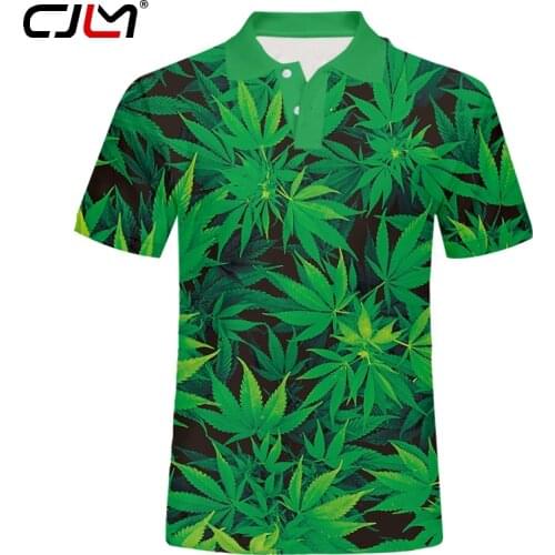 CJLM High Quality 3d leaf Full body print Top Tees Polo Shirts Men Brand Brand Clothing Jerseys Casual sports style