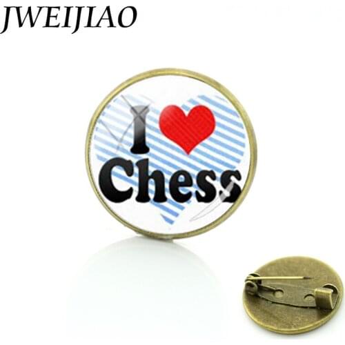 JWEIJIAO New Arrived I Love Chess Brooches A Collection Of Memorabilia By Chess Lovers Women Men Brooch Pins Jewelry E590