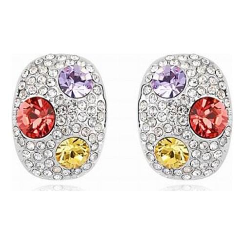 Classic Round Rhinestone Earring Fashion Geometric Girls Trendy Jewelry Brincos Shiny Crystal Stud Earrings For Women