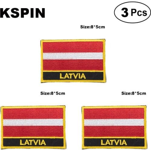 Latvia Rectangular Shape Flag patches embroidered flag patches national flag patches for clothing DIY Decoration