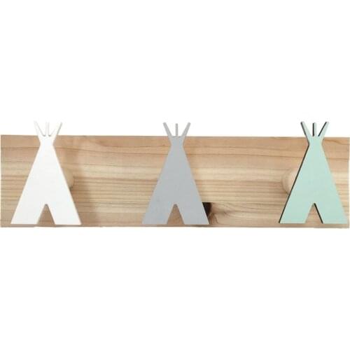 Cute Tent Row Hooks, Creative Home Hooks, Clothes Hangers, Solid Wood Childrens Room Wall Decoration