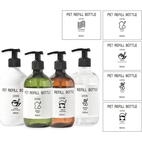 PET Soap Bottle Liquid Shampoo Dispenser Bottle Shower Gel Hair Conditioner Bottle 300ml/500ml Empty Bottles