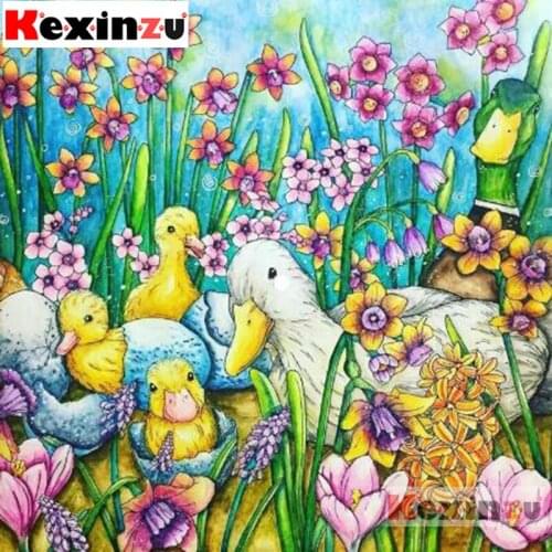 Kexinzu new 5D DIY Full Square Drill Diamond Painting"Duck flower"3D Embroidery Rhinestone Cross Stitch 5D Home Decor K6666