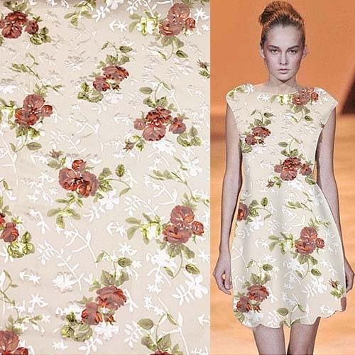 Very beautiful floral pattern silk burnt-out blended fabric 12momme,SBO038