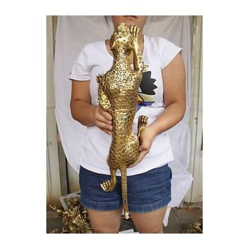 Huge Bronze Collect Leopard Panther Cheetah Run Statue decoration bronze Fine wedding Arts Crafts decoration