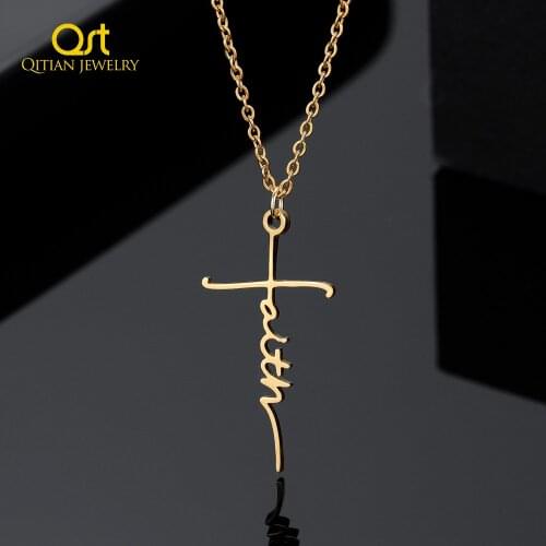 Personalized Handwriting Name Necklace Customized Stainless Steel Nameplate Cross Gold Chain With Letter Jewelry For Women/Men