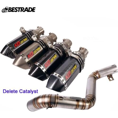 Full Exhaust System Escape 51mm Muffler Tips Slip On Middle Link Pipe Modified For Duke 200 390 2012-2016 Stainless Steel