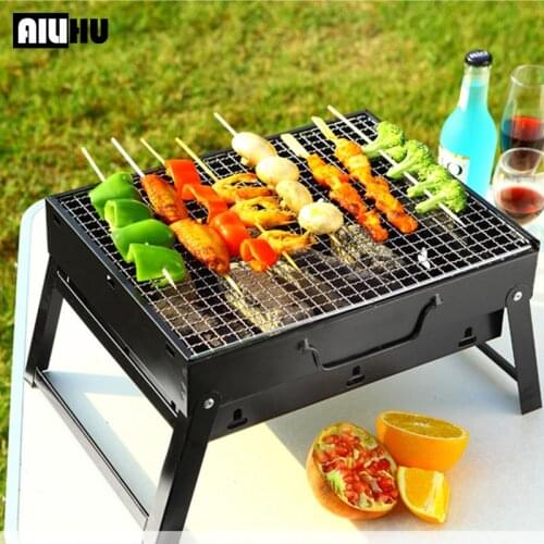 1set Portable BBQ Grill Non-stick Surface Folding Barbecue Grill Outdoor Camping Picnic Tool Barbecue Stove kitchen Accessories