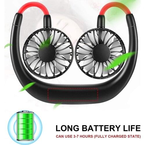 USB Portable Fan Hands-free Neck Fan Summer Rechargeable Small Portable Travel Sports Fan Mini Desk Hand Air Conditioner Cooler