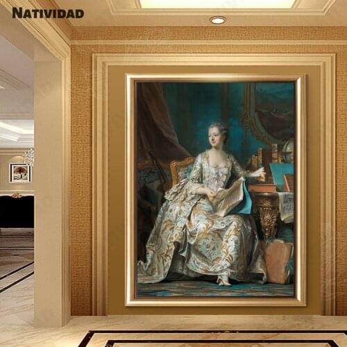 The Famous Portrait of Madame Pompidous Beautiful Classic Canvas Painting Poster Retro Nordic Style Living Room Decoration Paint