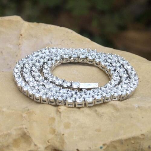 Hip hop jewelry "3", "4", "5" and "6" mm Ice CZ gold-plated tennis Chain Necklace