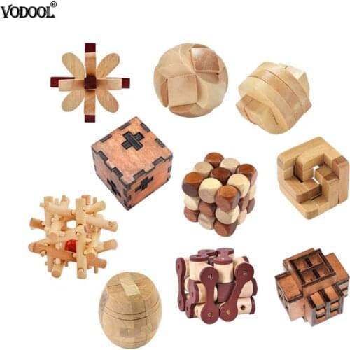 DIY 3D Wooden Kong Ming Luban Lock Assembling Ball Cube Challenge IQ Brain Wood Puzzle Toys School Student Mathematic Toy