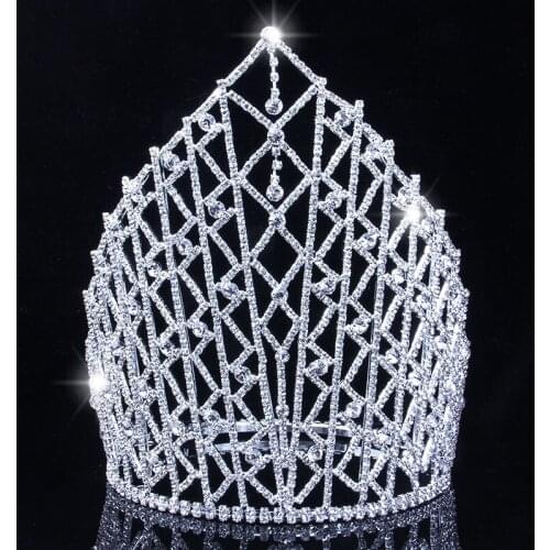 Wedding hair accessories bride huge retro big rhinestones romantic crown tiara party decorative headdress and crown crown head