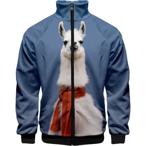 3d Stand Collar Hoodie Fashion Animal Funny Cartoon Alpaca Print Men Women Zipper Hoodies Jacket Long Sleeve 3D Sweatshirts Tops