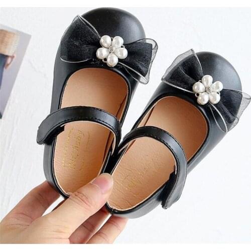 Hot girl lovely leather shoes fashion Bow princess shoes Spring Autumn Childrens soft-soled comfortable flat Dress shoes 21-30